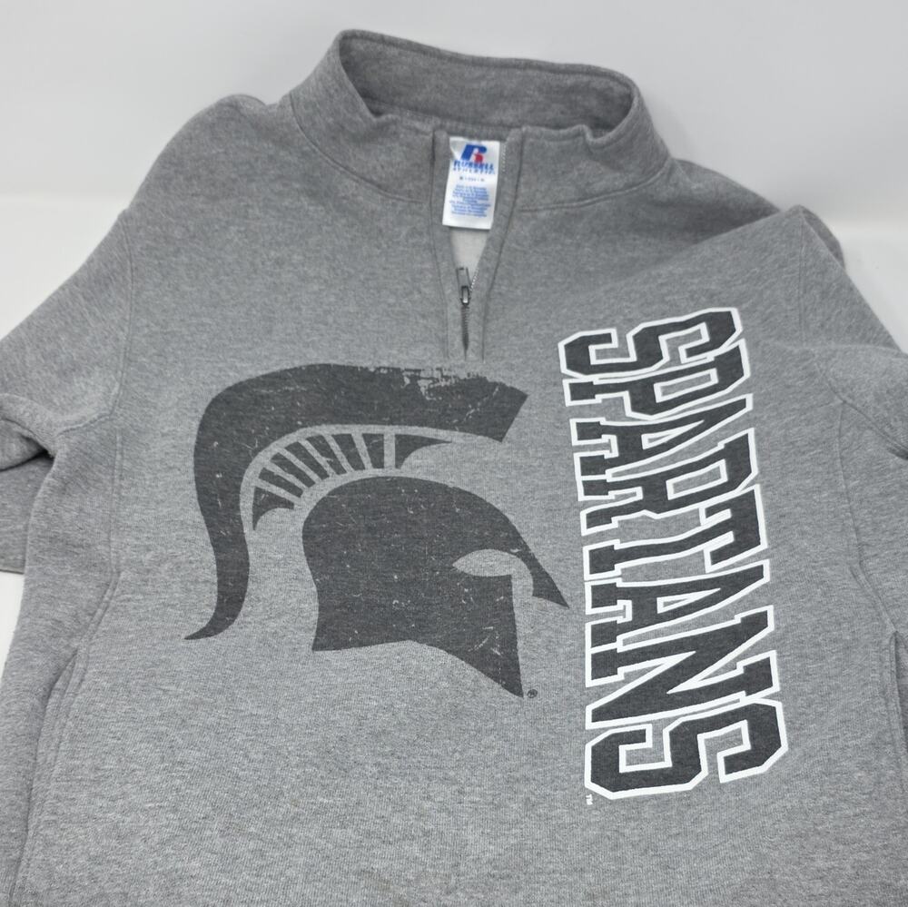 Russell Athletic Michigan State Spartans Gray 1/4 Zip Fleece Sweatshirt S